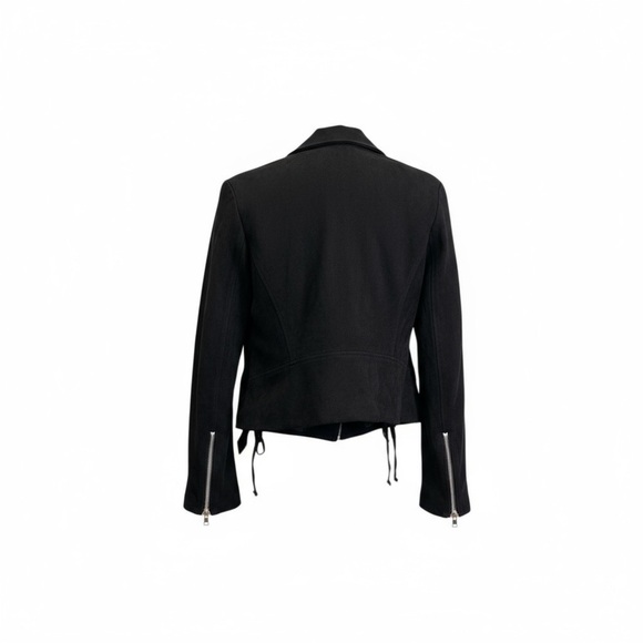Olivaceous MOTO Jacket in True Black Biker Crop Faux Suede Lace Up Tie Zipper - Picture 4 of 16
